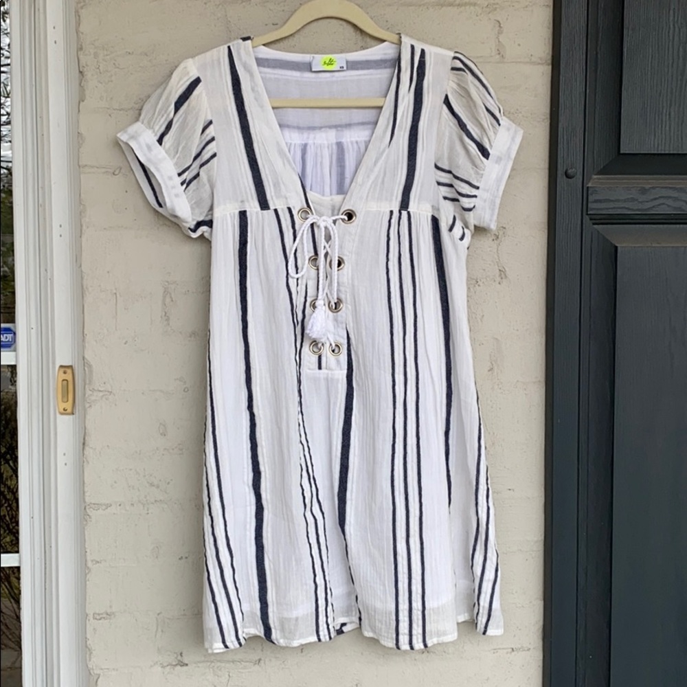 Solito nautical striped cotton gauze dress/coverup